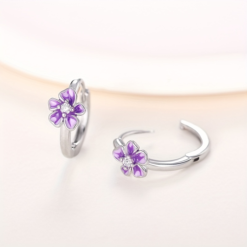 Women's Elegant Morning Glory Floral Hoop Earrings, Delicate Design
